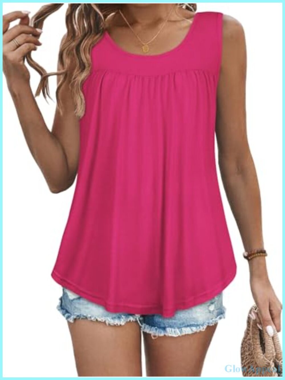 Women's Sleeveless Tank Top Pleated Loose Fit Tunic Summer Breathable